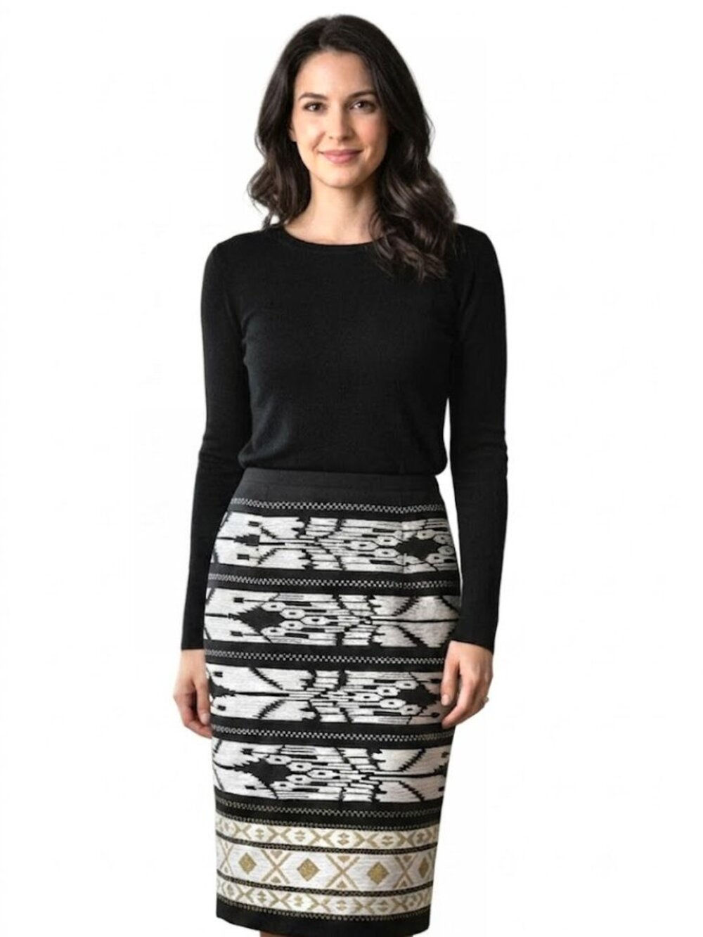 Oscar de la Renta Ikat Embroidered Pencil Skirt, Womans Size 12